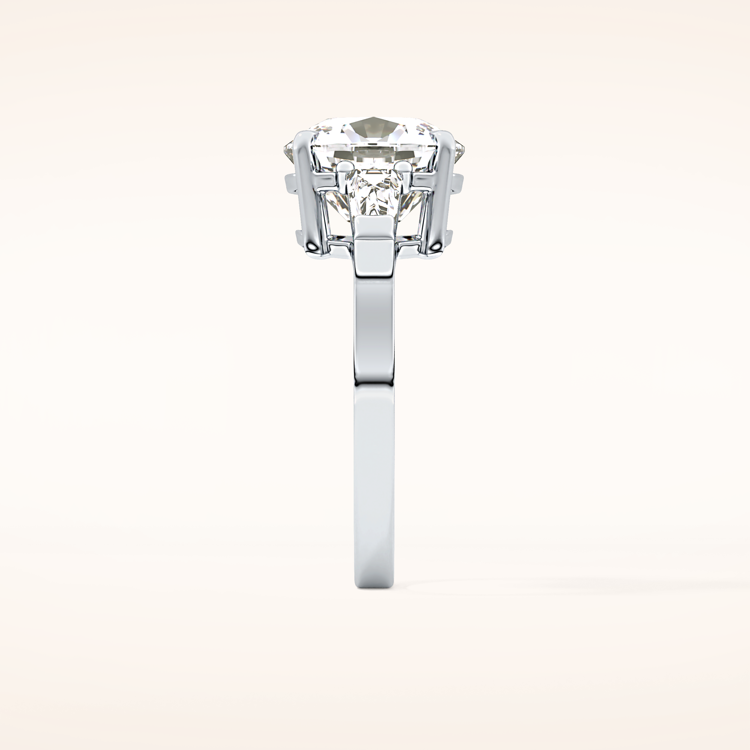 5.54 CT Cushion Shaped Three Stone Moissanite Engagement Ring