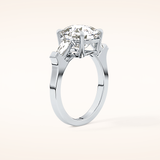5.54 CT Cushion Shaped Three Stone Moissanite Engagement Ring