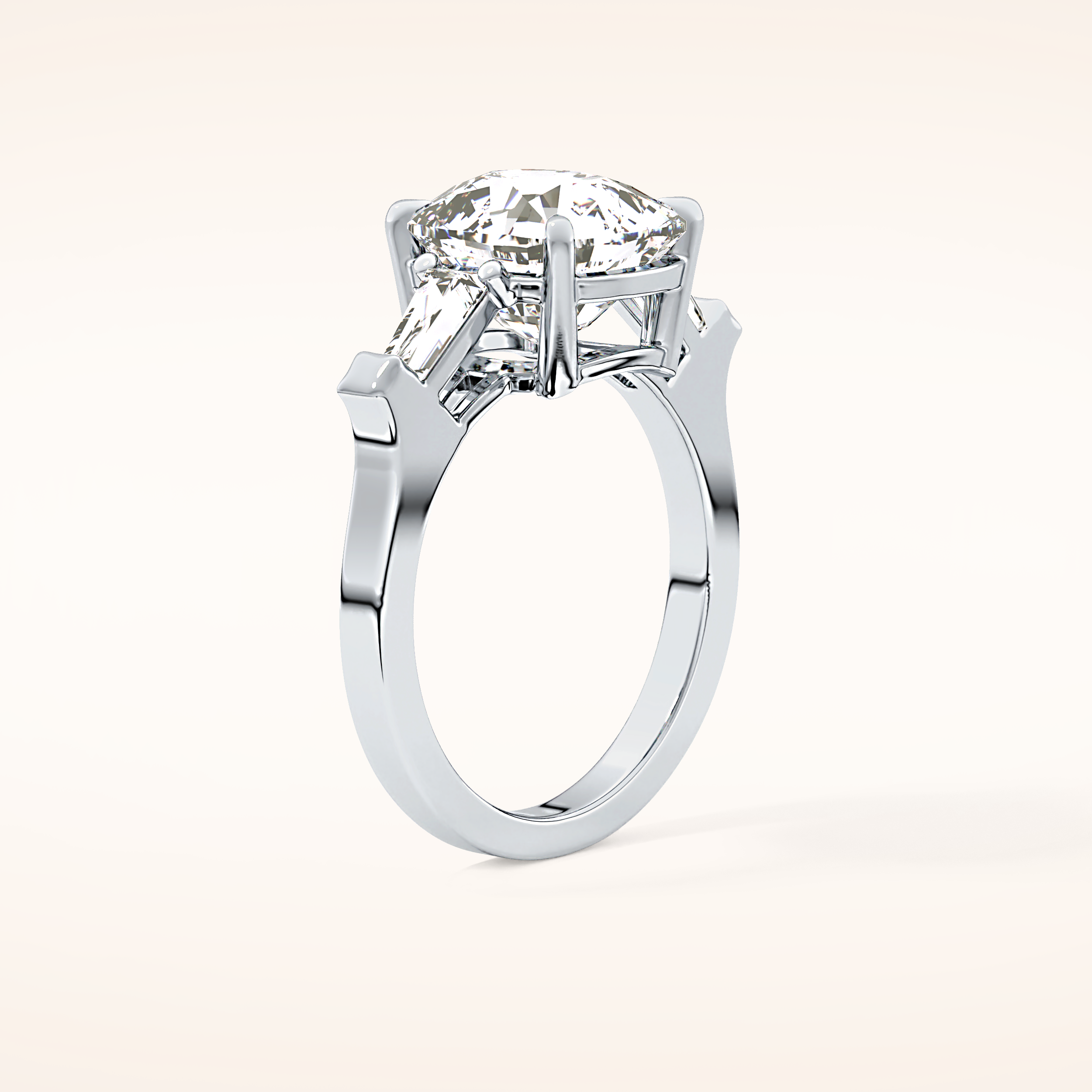 5.54 CT Cushion Shaped Three Stone Moissanite Engagement Ring