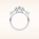 5.54 CT Cushion Shaped Three Stone Moissanite Engagement Ring