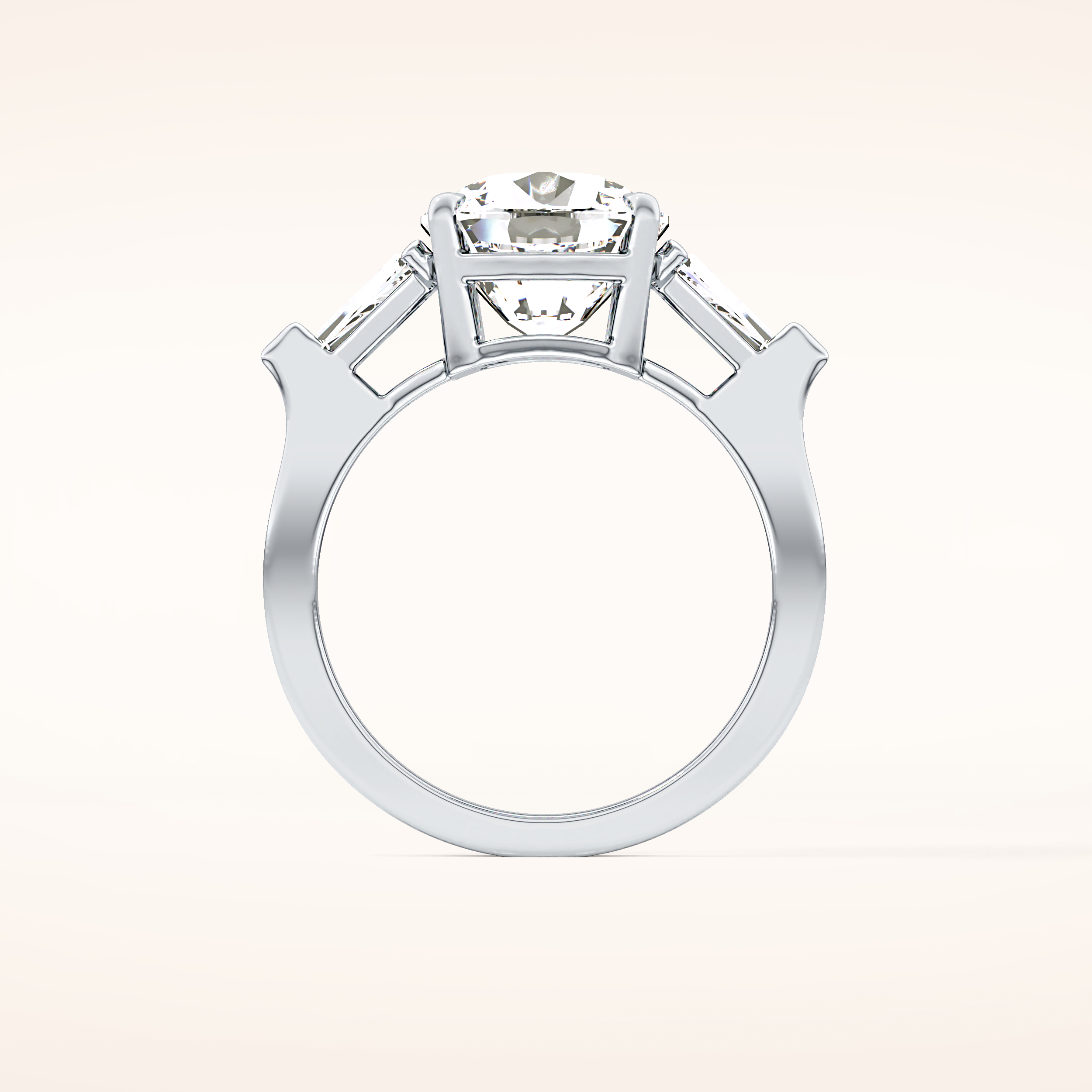 5.54 CT Cushion Shaped Three Stone Moissanite Engagement Ring