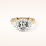 2.56 CT Emerald Shaped Three Stone Moissanite Engagement Ring