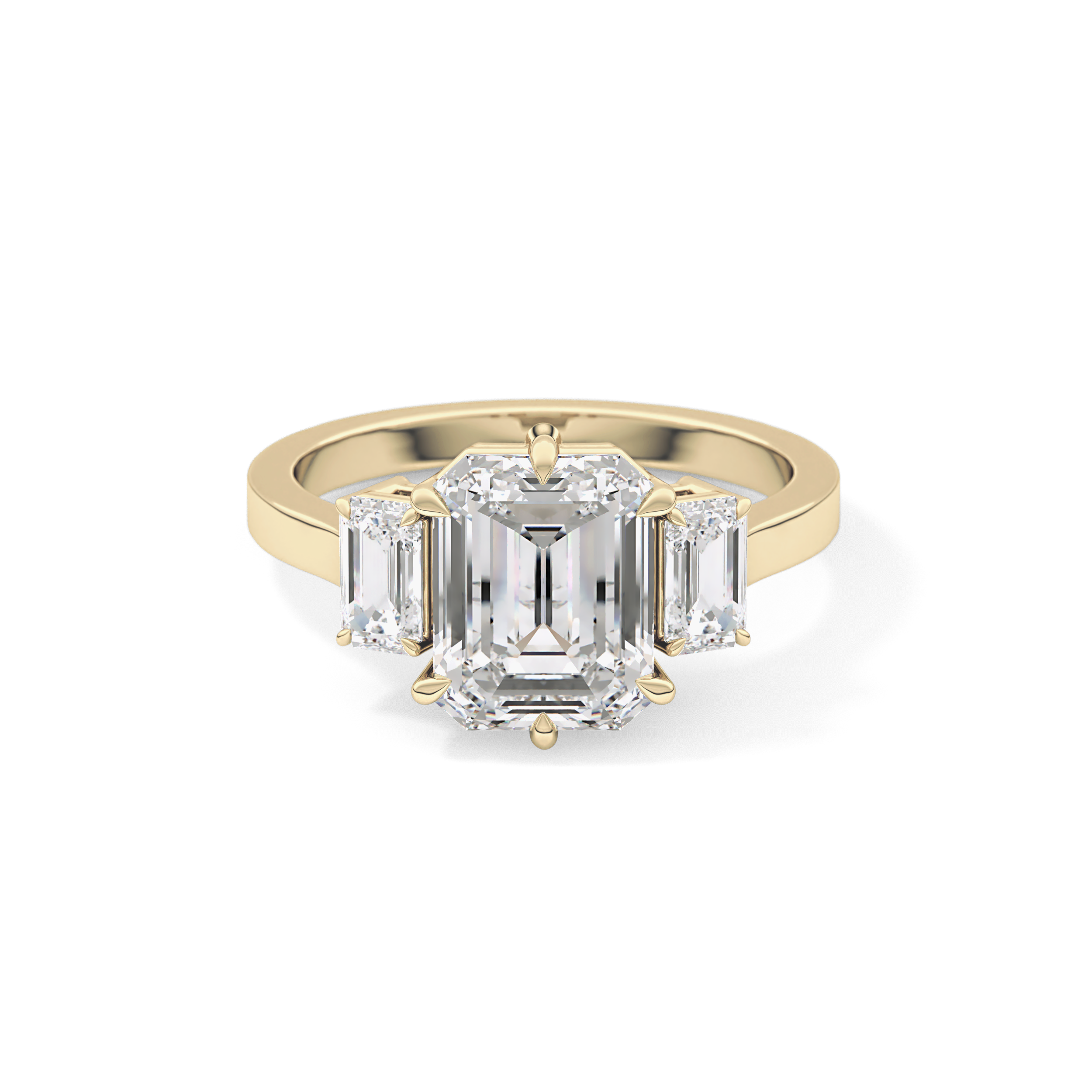 Emerald Three StoneLab Grown Diamond Engagement Ring