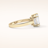 2.56 CT Emerald Shaped Three Stone Moissanite Engagement Ring