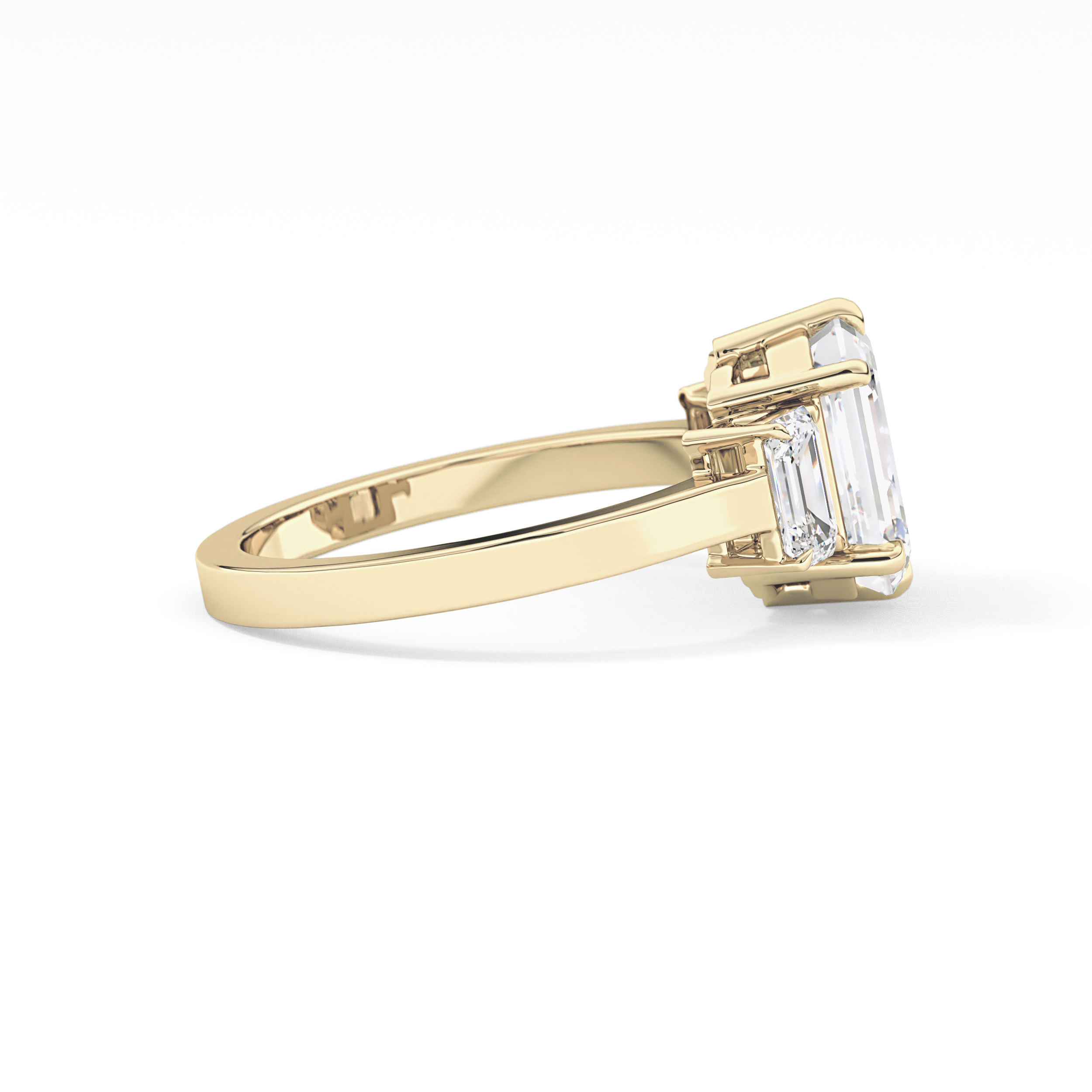 Emerald Three StoneLab Grown Diamond Engagement Ring
