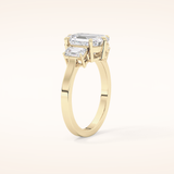 2.56 CT Emerald Shaped Three Stone Moissanite Engagement Ring