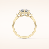2.56 CT Emerald Shaped Three Stone Moissanite Engagement Ring