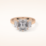 2.56 CT Emerald Shaped Three Stone Moissanite Engagement Ring