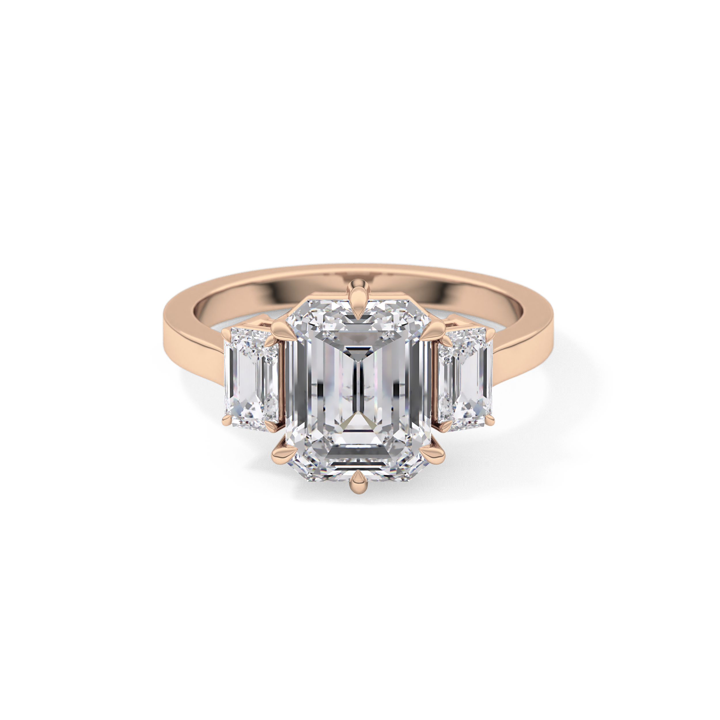 Emerald Three StoneLab Grown Diamond Engagement Ring