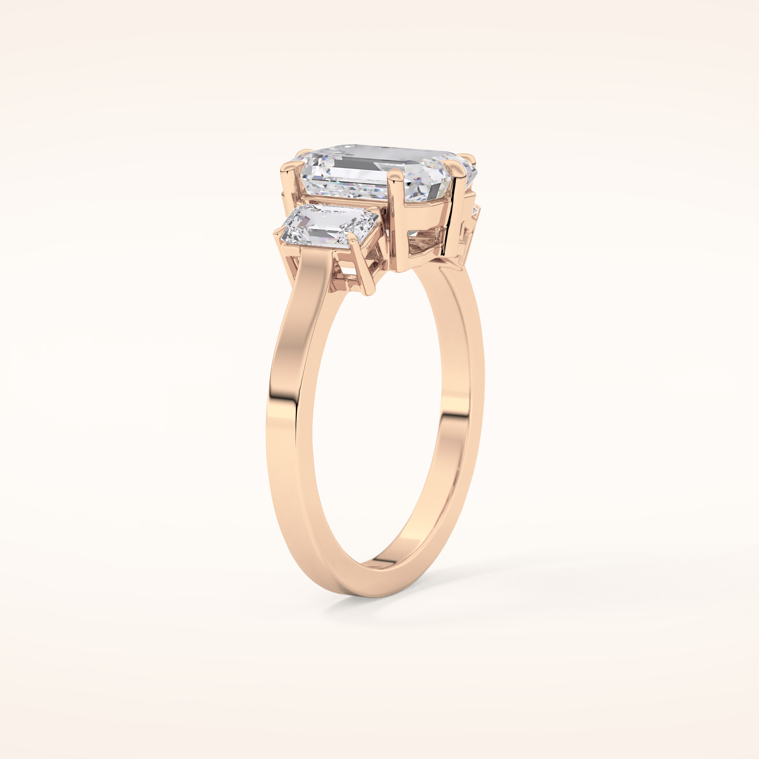 2.56 CT Emerald Shaped Three Stone Moissanite Engagement Ring