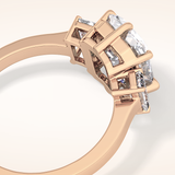 2.56 CT Emerald Shaped Three Stone Moissanite Engagement Ring