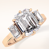 2.56 CT Emerald Shaped Three Stone Moissanite Engagement Ring