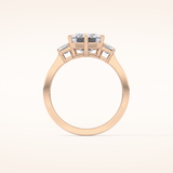 2.56 CT Emerald Shaped Three Stone Moissanite Engagement Ring