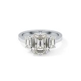 Emerald Three StoneLab Grown Diamond Engagement Ring