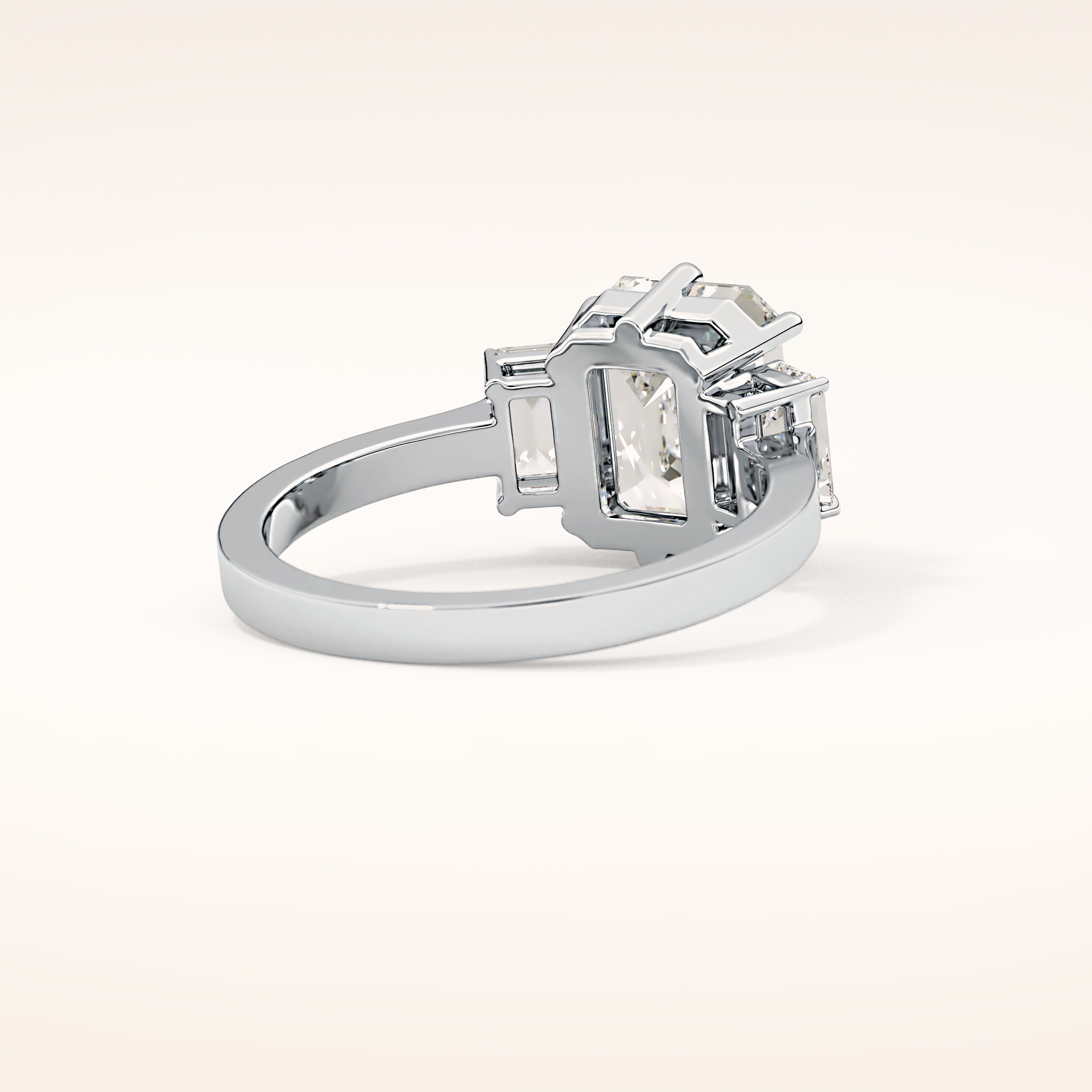 2.56 CT Emerald Shaped Three Stone Moissanite Engagement Ring