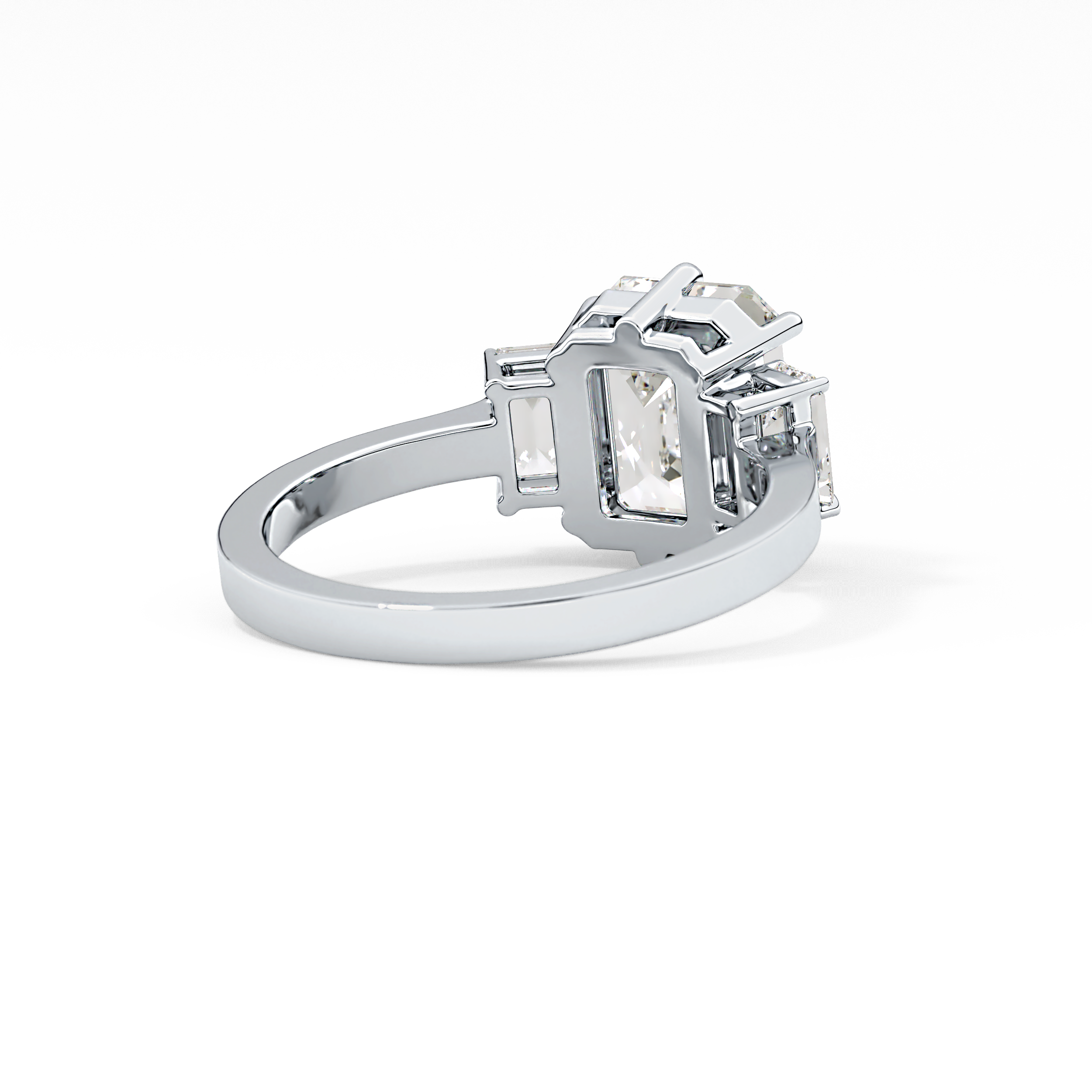 Emerald Three StoneLab Grown Diamond Engagement Ring