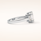2.56 CT Emerald Shaped Three Stone Moissanite Engagement Ring
