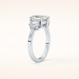 2.56 CT Emerald Shaped Three Stone Moissanite Engagement Ring