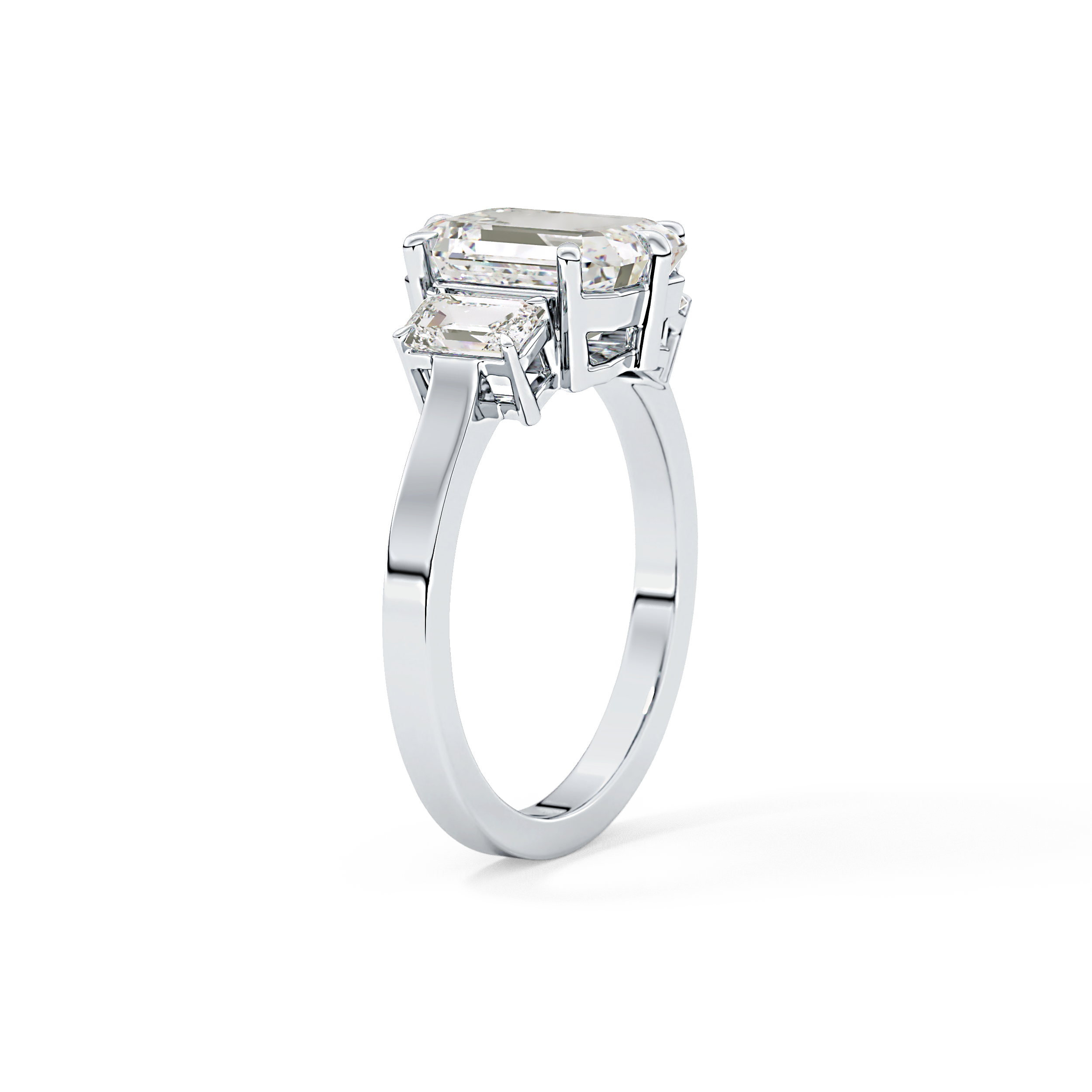 Emerald Three StoneLab Grown Diamond Engagement Ring