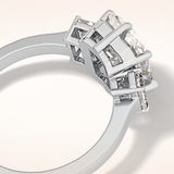 2.56 CT Emerald Shaped Three Stone Moissanite Engagement Ring