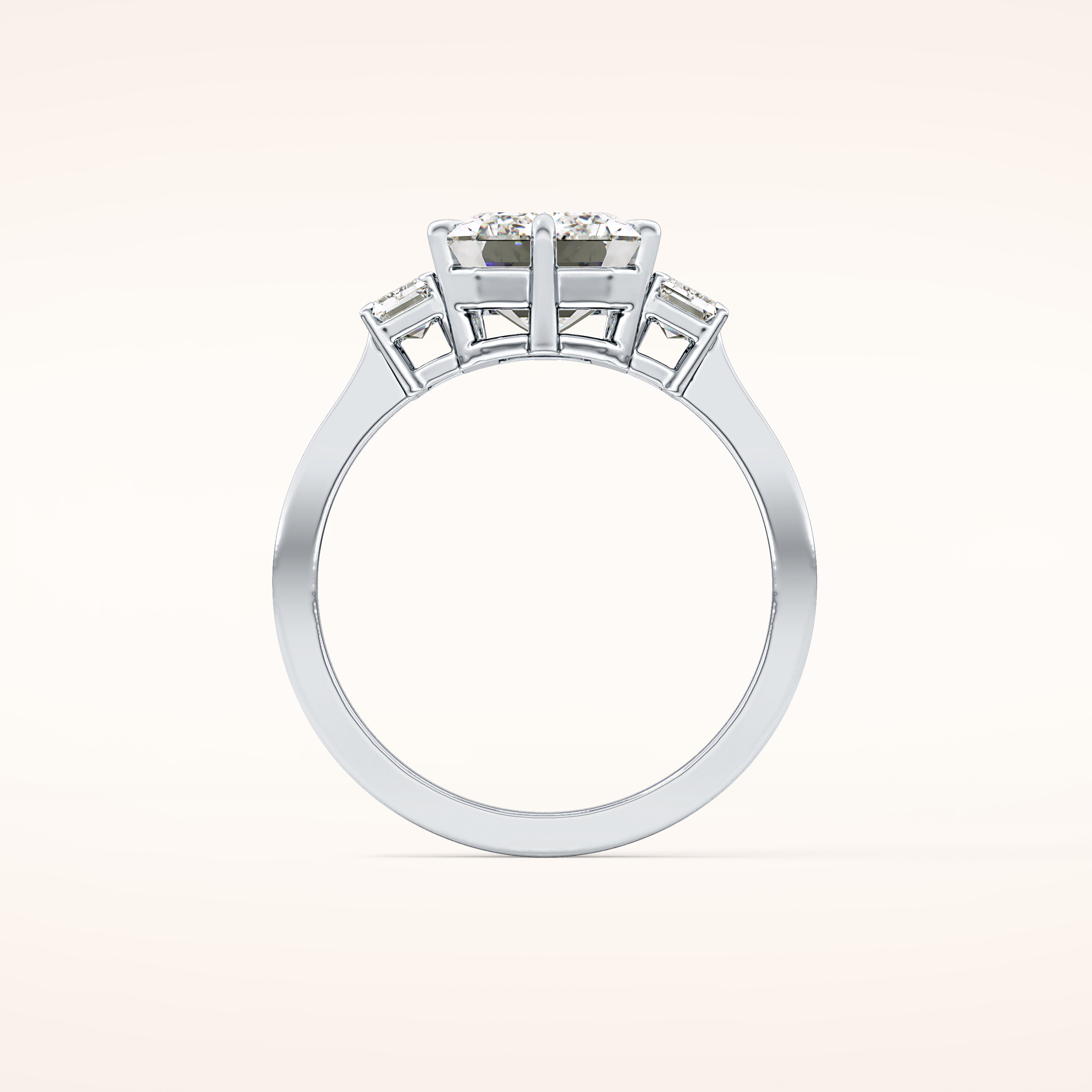 2.56 CT Emerald Shaped Three Stone Moissanite Engagement Ring