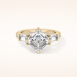 2.86 CT Emerald Shaped Cluster Moissanite Engagement Ring