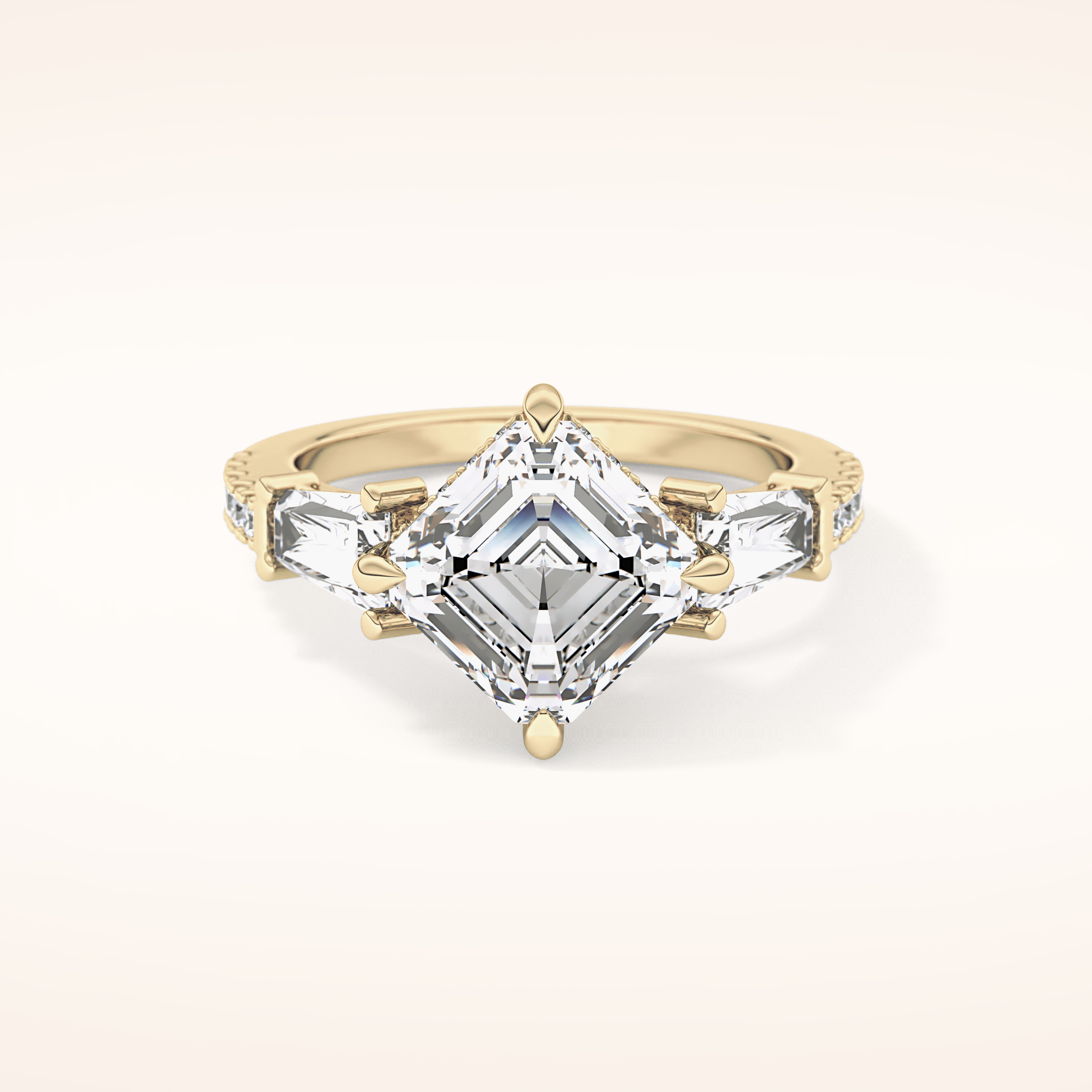 2.86 CT Emerald Shaped Cluster Moissanite Engagement Ring