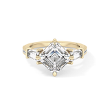East West Asscher Cluster Lab Grown Diamond Engagement Ring
