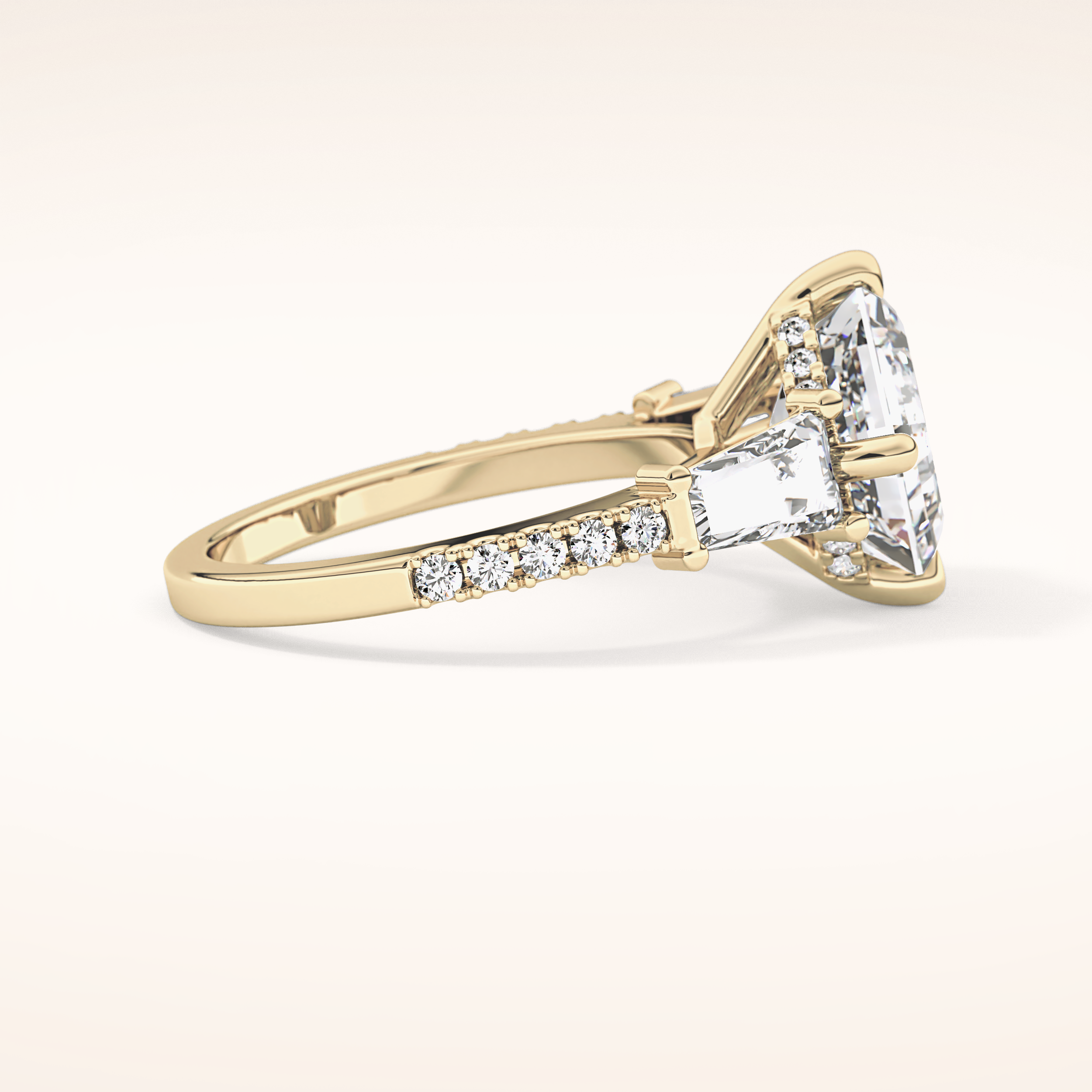 2.86 CT Emerald Shaped Cluster Moissanite Engagement Ring