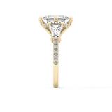 East West Asscher Cluster Lab Grown Diamond Engagement Ring