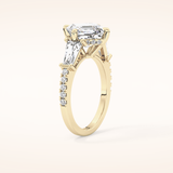 2.86 CT Emerald Shaped Cluster Moissanite Engagement Ring