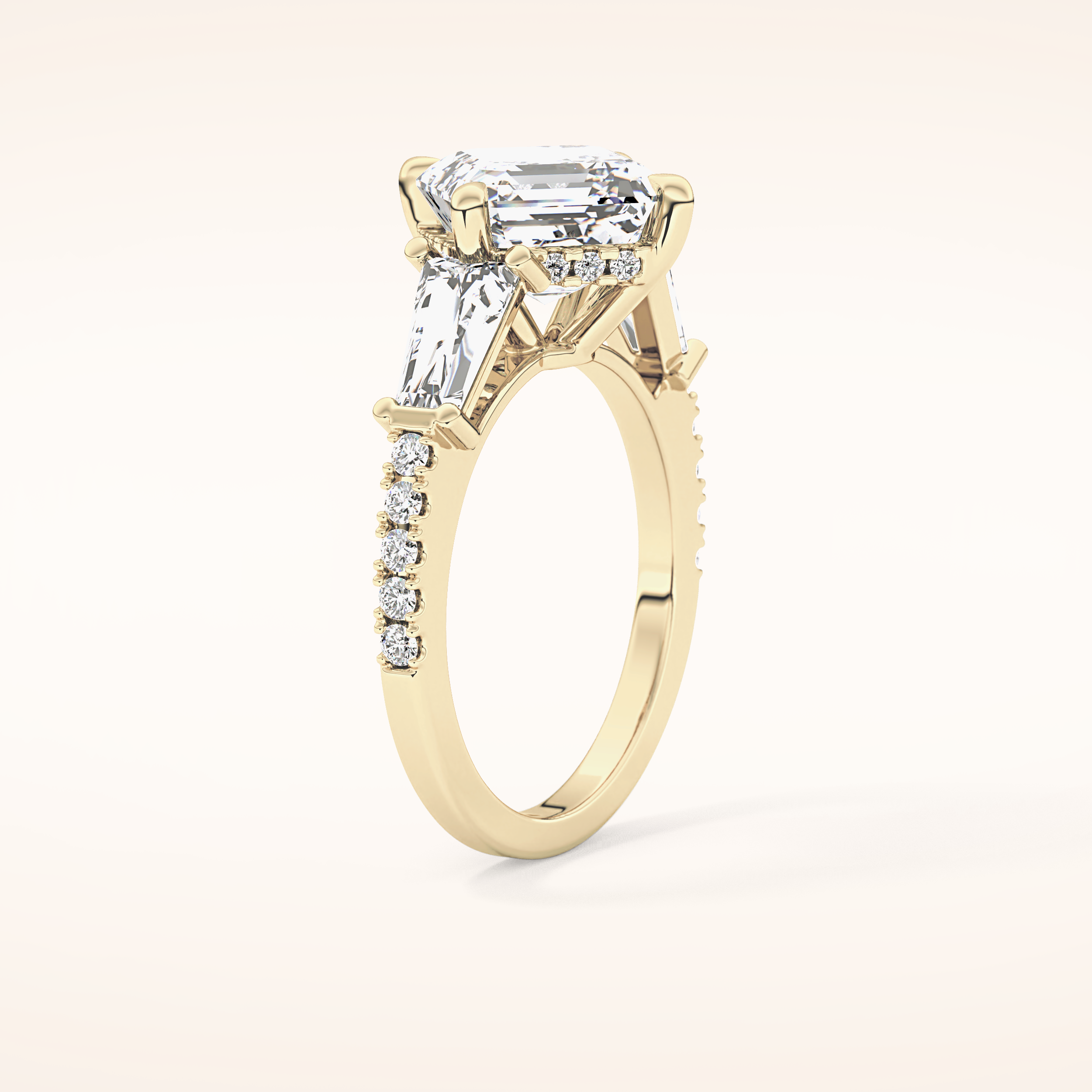 2.86 CT Emerald Shaped Cluster Moissanite Engagement Ring