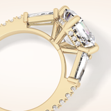 2.86 CT Emerald Shaped Cluster Moissanite Engagement Ring