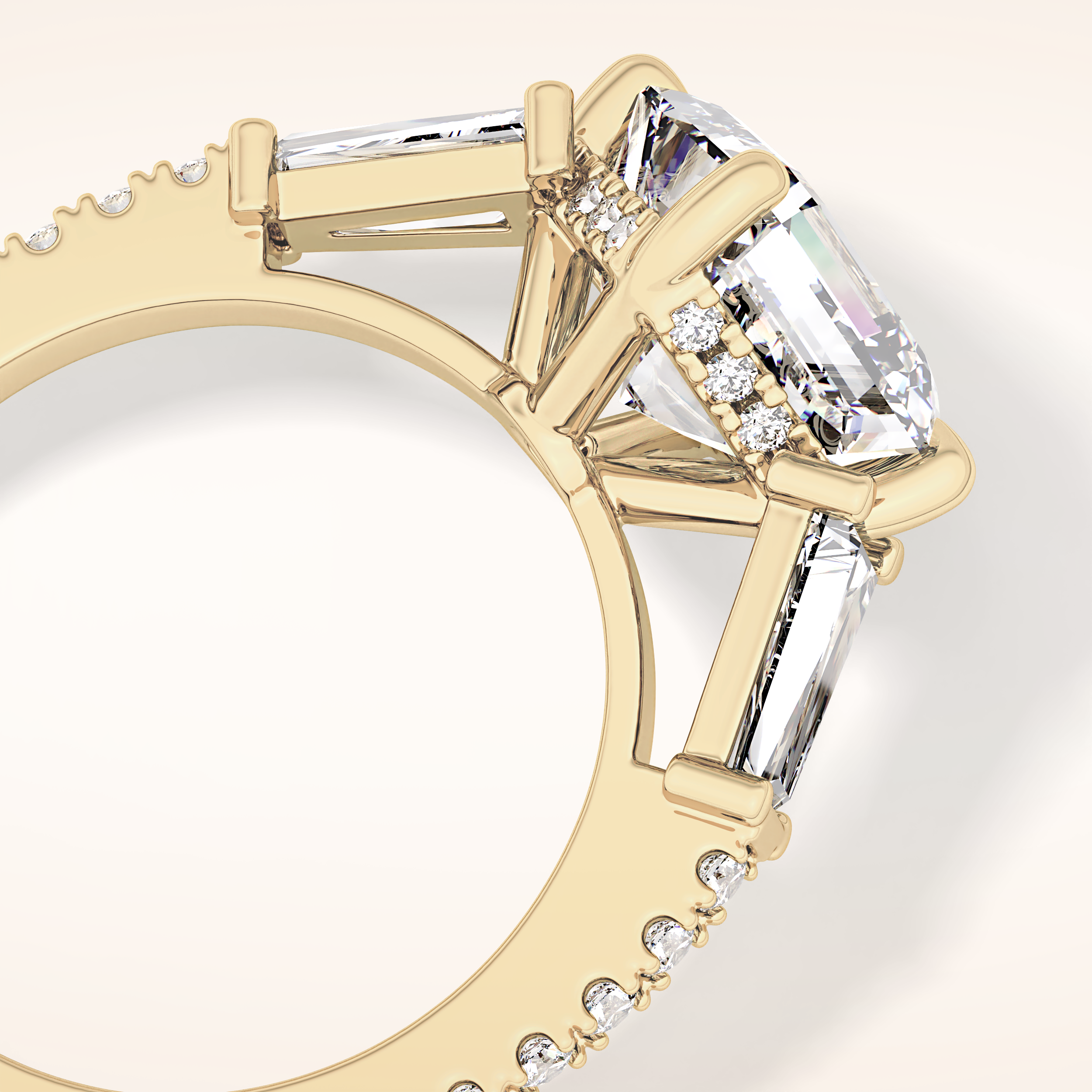 2.86 CT Emerald Shaped Cluster Moissanite Engagement Ring