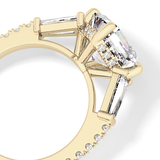 East West Asscher Cluster Lab Grown Diamond Engagement Ring