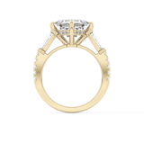 East West Asscher Cluster Lab Grown Diamond Engagement Ring