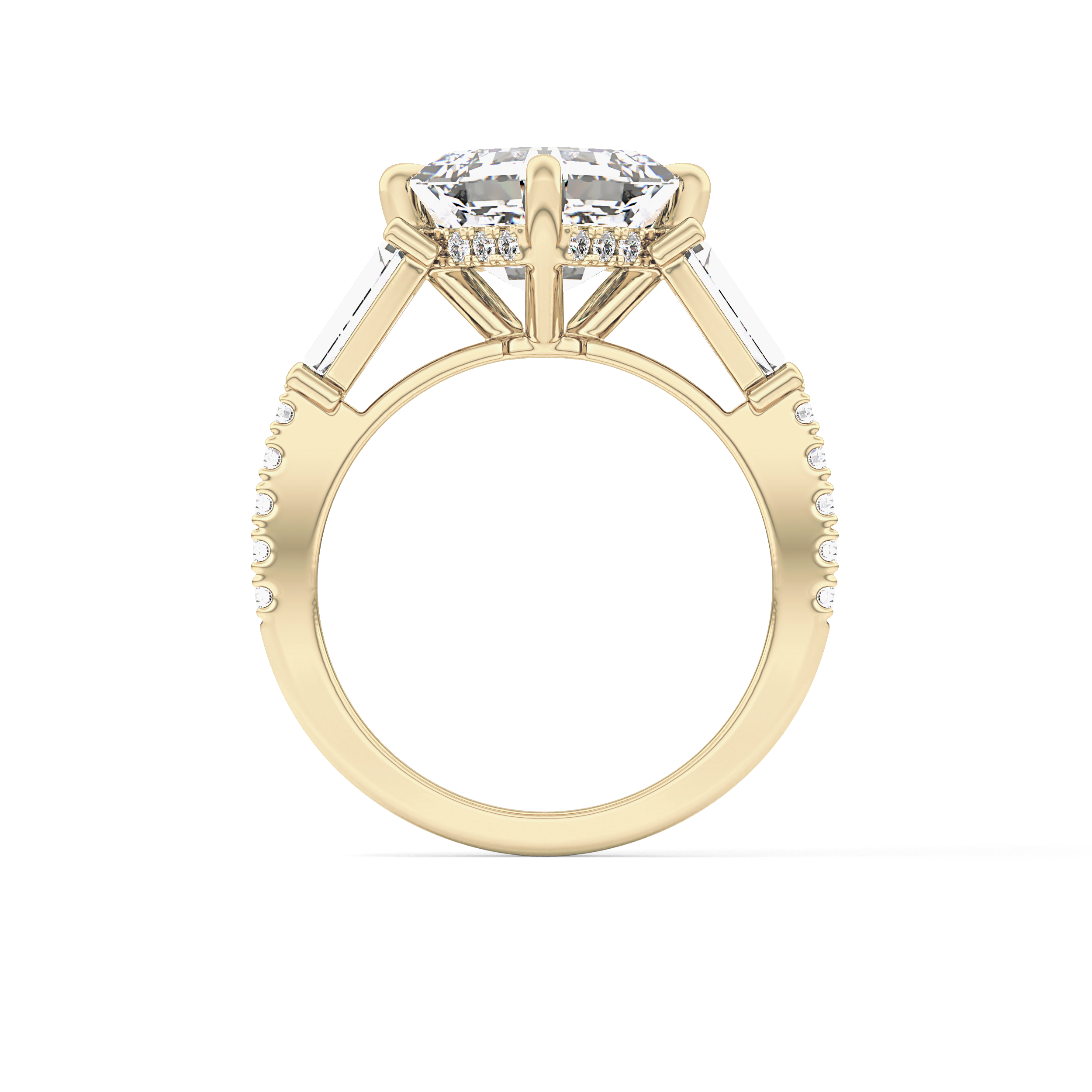 East West Asscher Cluster Lab Grown Diamond Engagement Ring