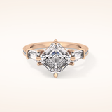 2.86 CT Emerald Shaped Cluster Moissanite Engagement Ring