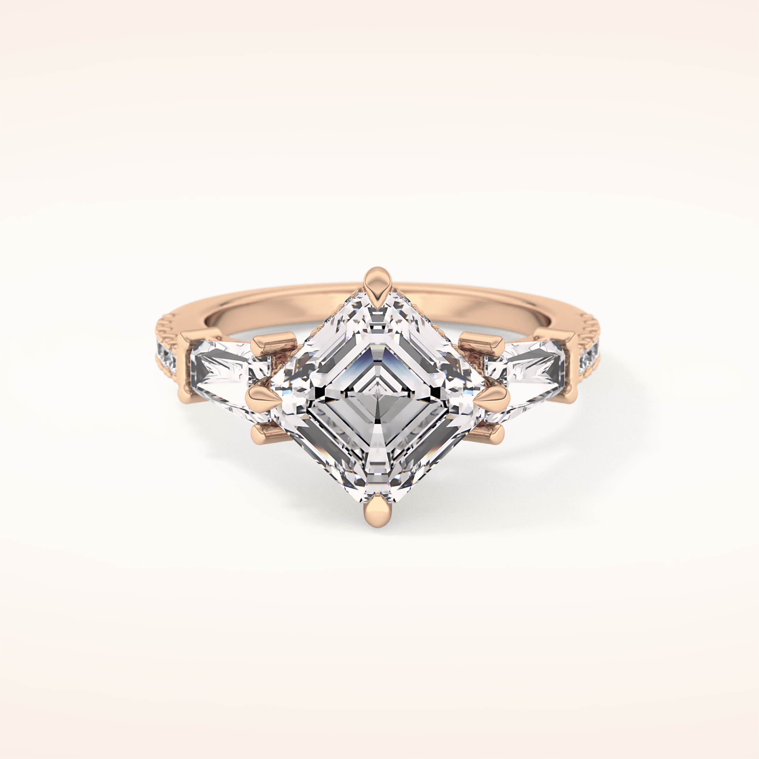 2.86 CT Emerald Shaped Cluster Moissanite Engagement Ring