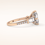 2.86 CT Emerald Shaped Cluster Moissanite Engagement Ring