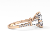 East West Asscher Cluster Lab Grown Diamond Engagement Ring
