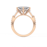 East West Asscher Cluster Lab Grown Diamond Engagement Ring
