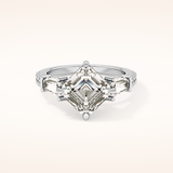 2.86 CT Emerald Shaped Cluster Moissanite Engagement Ring