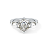 East West Asscher Cluster Lab Grown Diamond Engagement Ring