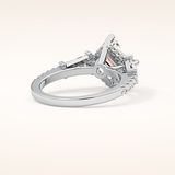 2.86 CT Emerald Shaped Cluster Moissanite Engagement Ring