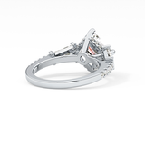 East West Asscher Cluster Lab Grown Diamond Engagement Ring