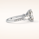 2.86 CT Emerald Shaped Cluster Moissanite Engagement Ring