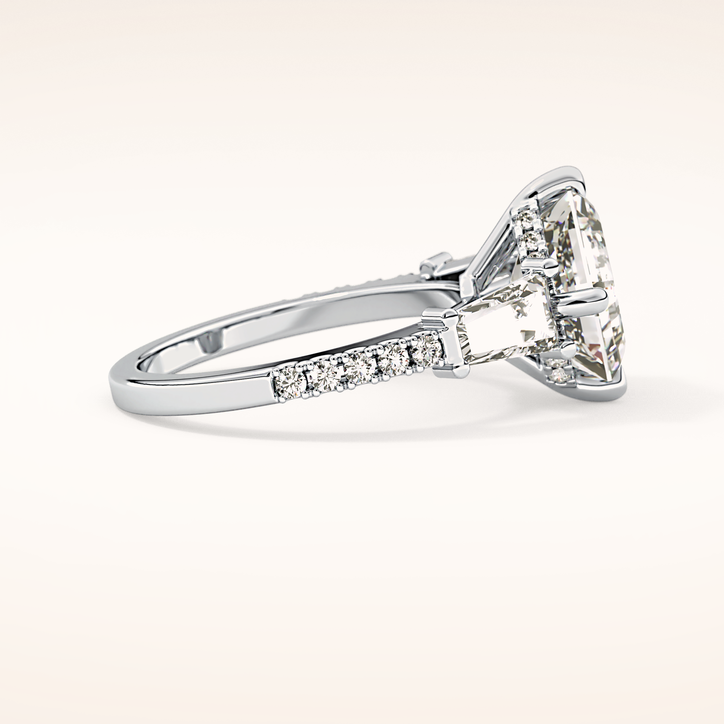 2.86 CT Emerald Shaped Cluster Moissanite Engagement Ring