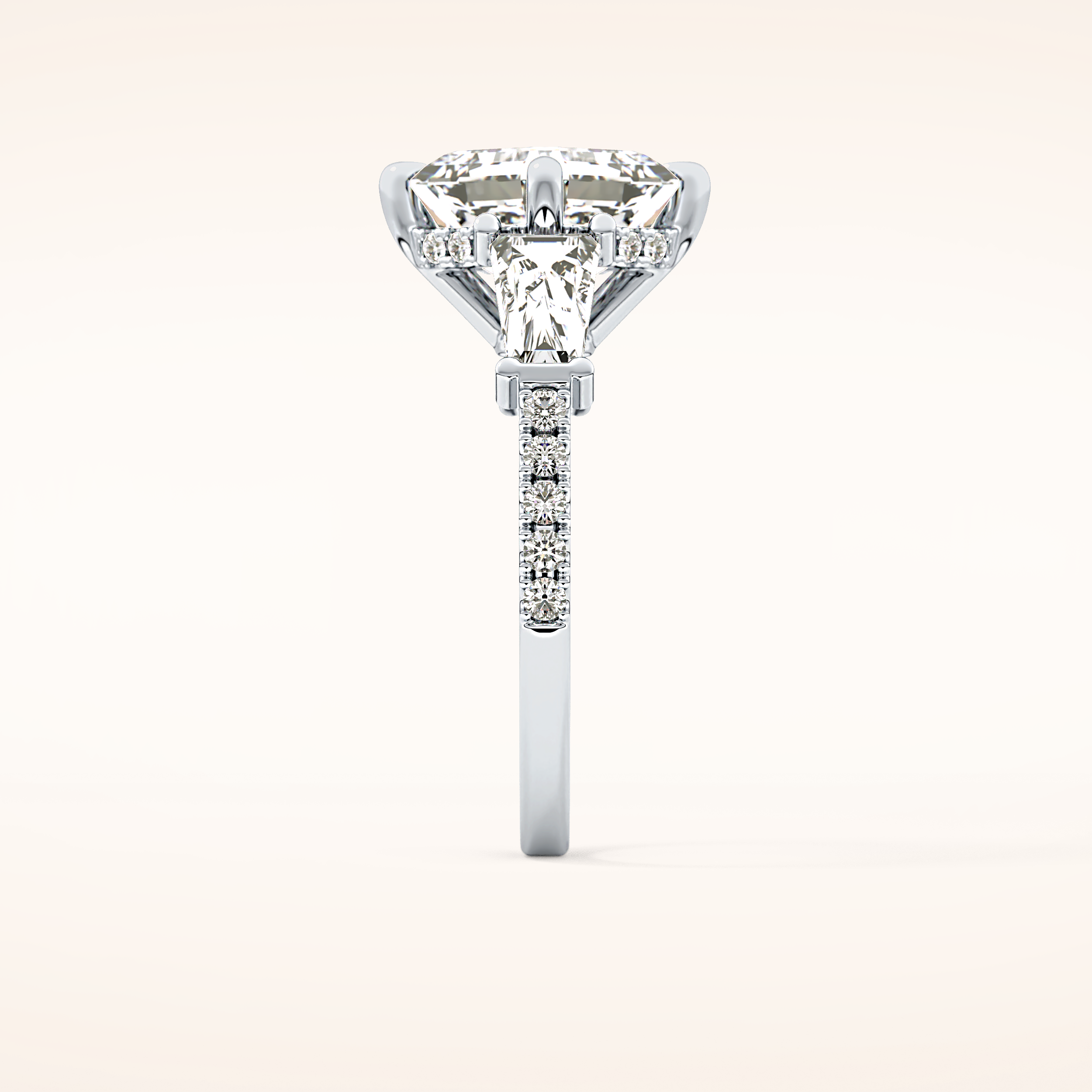 2.86 CT Emerald Shaped Cluster Moissanite Engagement Ring