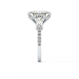 East West Asscher Cluster Lab Grown Diamond Engagement Ring